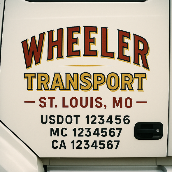Custom Designed USDOT (DOT) Truck Door Lettering Decal Signs | Graphic Designed USDOT Lettering For Semi-Trucks, Work Trucks & Box Trucks | Add Your Trucking Name, USDOT, MC, CA, KYU, GVW & VIN (2-Pack)