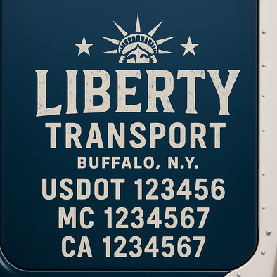 Custom Designed USDOT (DOT) Truck Door Lettering Decal Signs | Graphic Designed USDOT Lettering For Semi-Trucks, Work Trucks & Box Trucks | Add Your Trucking Name, USDOT, MC, CA, KYU, GVW & VIN (2-Pack)