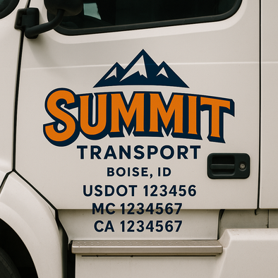 Custom Designed USDOT (DOT) Truck Door Lettering Decal Signs | Graphic Designed USDOT Lettering For Semi-Trucks, Work Trucks & Box Trucks | Add Your Trucking Name, USDOT, MC, CA, KYU, GVW & VIN (2-Pack)