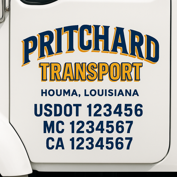 Custom Designed USDOT (DOT) Truck Door Lettering Decal Signs | Graphic Designed USDOT Lettering For Semi-Trucks, Work Trucks & Box Trucks | Add Your Trucking Name, USDOT, MC, CA, KYU, GVW & VIN (2-Pack)