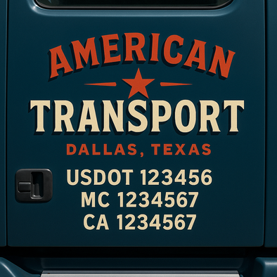 Custom Designed USDOT (DOT) Truck Door Lettering Decal Signs | Graphic Designed USDOT Lettering For Semi-Trucks, Work Trucks & Box Trucks | Add Your Trucking Name, USDOT, MC, CA, KYU, GVW & VIN (2-Pack)