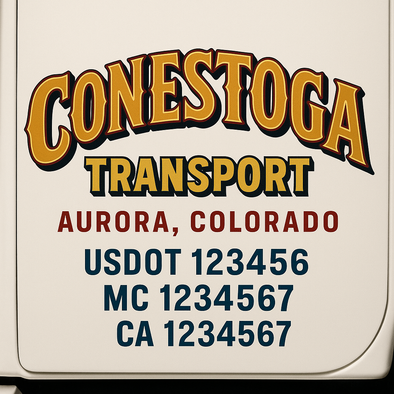 Custom Designed USDOT (DOT) Truck Door Lettering Decal Signs | Graphic Designed USDOT Lettering For Semi-Trucks, Work Trucks & Box Trucks | Add Your Trucking Name, USDOT, MC, CA, KYU, GVW & VIN (2-Pack)