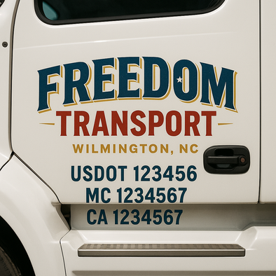 Custom Designed USDOT (DOT) Truck Door Lettering Decal Signs | Graphic Designed USDOT Lettering For Semi-Trucks, Work Trucks & Box Trucks | Add Your Trucking Name, USDOT, MC, CA, KYU, GVW & VIN (2-Pack)