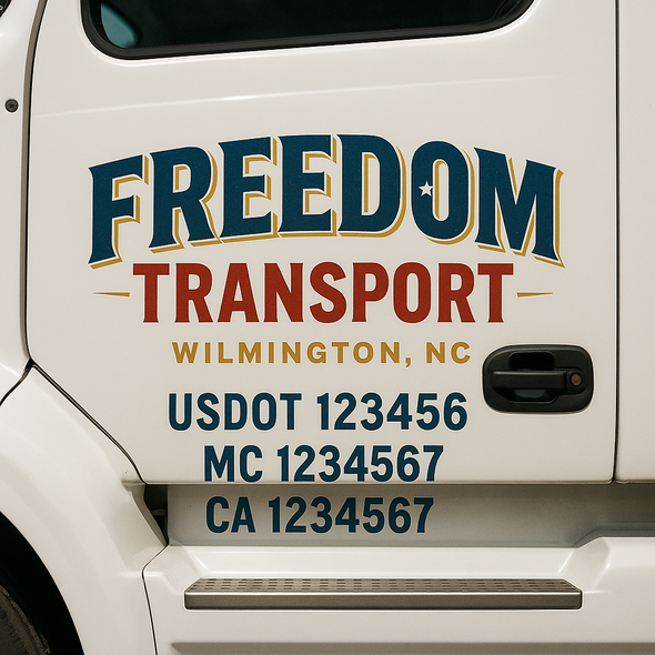 Custom Designed USDOT (DOT) Truck Door Lettering Decal Signs | Graphic Designed USDOT Lettering For Semi-Trucks, Work Trucks & Box Trucks | Add Your Trucking Name, USDOT, MC, CA, KYU, GVW & VIN (2-Pack)