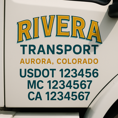 Custom Designed USDOT (DOT) Truck Door Lettering Decal Signs | Graphic Designed USDOT Lettering For Semi-Trucks, Work Trucks & Box Trucks | Add Your Trucking Name, USDOT, MC, CA, KYU, GVW & VIN (2-Pack)