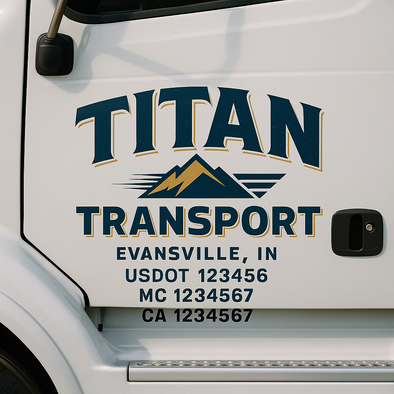 Custom Designed USDOT (DOT) Truck Door Lettering Decal Signs | Graphic Designed USDOT Lettering For Semi-Trucks, Work Trucks & Box Trucks | Add Your Trucking Name, USDOT, MC, CA, KYU, GVW & VIN (2-Pack)