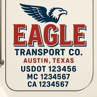 Custom Designed USDOT (DOT) Truck Door Lettering Decal Signs | Graphic Designed USDOT Lettering For Semi-Trucks, Work Trucks & Box Trucks | Add Your Trucking Name, USDOT, MC, CA, KYU, GVW & VIN (2-Pack)