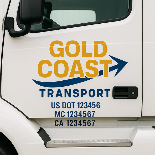 Custom Designed USDOT (DOT) Truck Door Lettering Decal Signs | Graphic Designed USDOT Lettering For Semi-Trucks, Work Trucks & Box Trucks | Add Your Trucking Name, USDOT, MC, CA, KYU, GVW & VIN (2-Pack)