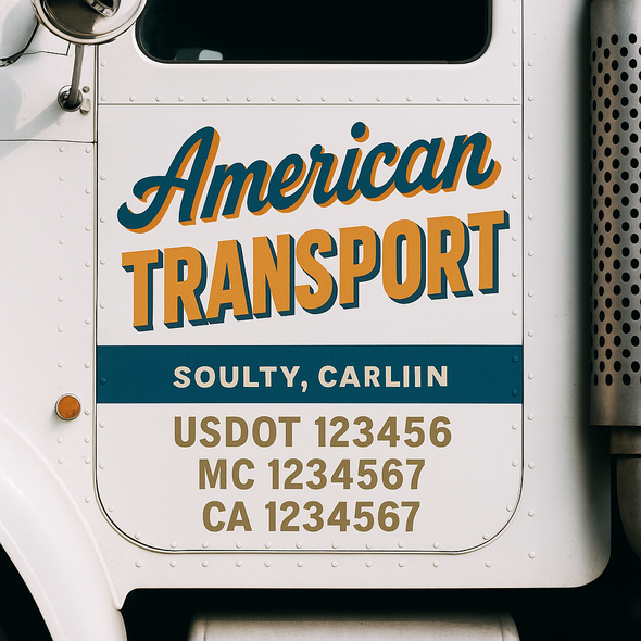 Custom Designed USDOT (DOT) Truck Door Lettering Decal Signs | Graphic Designed USDOT Lettering For Semi-Trucks, Work Trucks & Box Trucks | Add Your Trucking Name, USDOT, MC, CA, KYU, GVW & VIN (2-Pack)