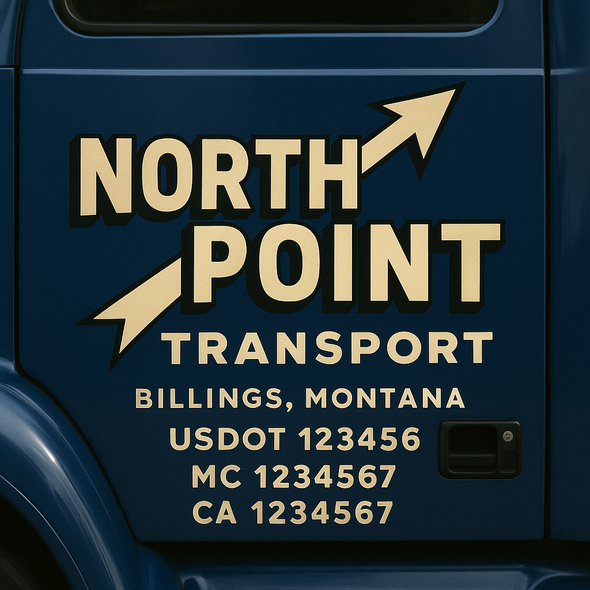 Custom Designed USDOT (DOT) Truck Door Lettering Decal Signs | Graphic Designed USDOT Lettering For Semi-Trucks, Work Trucks & Box Trucks | Add Your Trucking Name, USDOT, MC, CA, KYU, GVW & VIN (2-Pack)