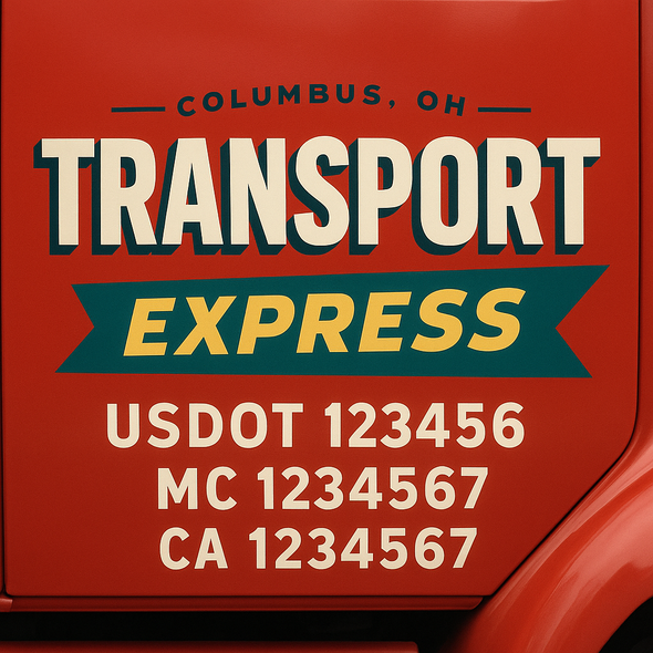 Custom Designed USDOT (DOT) Truck Door Lettering Decal Signs | Graphic Designed USDOT Lettering For Semi-Trucks, Work Trucks & Box Trucks | Add Your Trucking Name, USDOT, MC, CA, KYU, GVW & VIN (2-Pack)