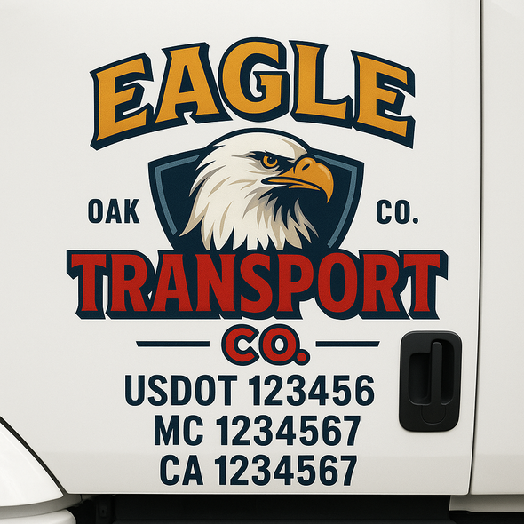 Custom Designed USDOT (DOT) Truck Door Lettering Decal Signs | Graphic Designed USDOT Lettering For Semi-Trucks, Work Trucks & Box Trucks | Add Your Trucking Name, USDOT, MC, CA, KYU, GVW & VIN (2-Pack)