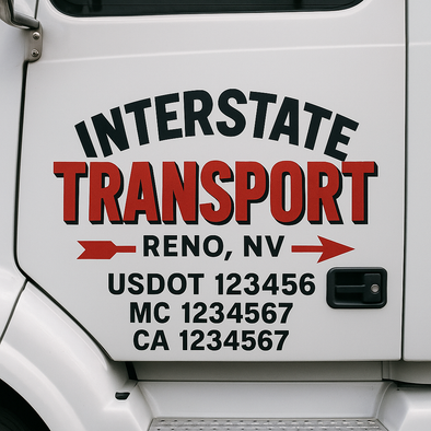 Custom Designed USDOT (DOT) Truck Door Lettering Decal Signs | Graphic Designed USDOT Lettering For Semi-Trucks, Work Trucks & Box Trucks | Add Your Trucking Name, USDOT, MC, CA, KYU, GVW & VIN (2-Pack)