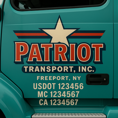 Custom Designed USDOT (DOT) Truck Door Lettering Decal Signs | Graphic Designed USDOT Lettering For Semi-Trucks, Work Trucks & Box Trucks | Add Your Trucking Name, USDOT, MC, CA, KYU, GVW & VIN (2-Pack)