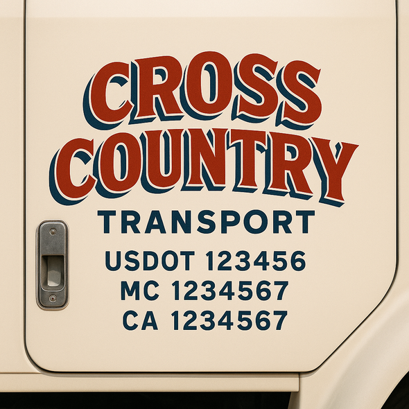 Custom Designed USDOT (DOT) Truck Door Lettering Decal Signs | Graphic Designed USDOT Lettering For Semi-Trucks, Work Trucks & Box Trucks | Add Your Trucking Name, USDOT, MC, CA, KYU, GVW & VIN (2-Pack)