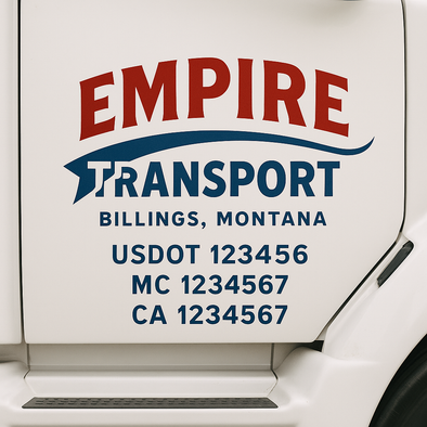 Custom Designed USDOT (DOT) Truck Door Lettering Decal Signs | Graphic Designed USDOT Lettering For Semi-Trucks, Work Trucks & Box Trucks | Add Your Trucking Name, USDOT, MC, CA, KYU, GVW & VIN (2-Pack)