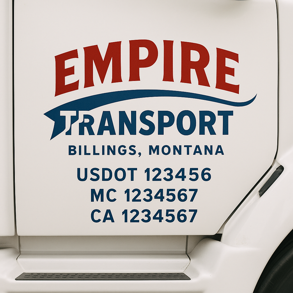 Custom Designed USDOT (DOT) Truck Door Lettering Decal Signs | Graphic Designed USDOT Lettering For Semi-Trucks, Work Trucks & Box Trucks | Add Your Trucking Name, USDOT, MC, CA, KYU, GVW & VIN (2-Pack)