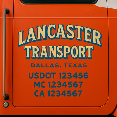 Custom Designed USDOT (DOT) Truck Door Lettering Decal Signs | Graphic Designed USDOT Lettering For Semi-Trucks, Work Trucks & Box Trucks | Add Your Trucking Name, USDOT, MC, CA, KYU, GVW & VIN (2-Pack)
