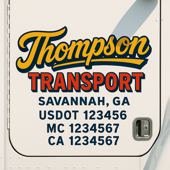 Custom Designed USDOT (DOT) Truck Door Lettering Decal Signs | Graphic Designed USDOT Lettering For Semi-Trucks, Work Trucks & Box Trucks | Add Your Trucking Name, USDOT, MC, CA, KYU, GVW & VIN (2-Pack)