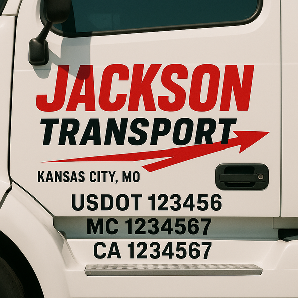 Custom Designed USDOT (DOT) Truck Door Lettering Decal Signs | Graphic Designed USDOT Lettering For Semi-Trucks, Work Trucks & Box Trucks | Add Your Trucking Name, USDOT, MC, CA, KYU, GVW & VIN (2-Pack)