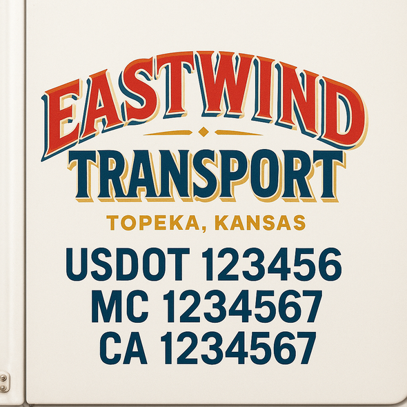 Custom Designed USDOT (DOT) Truck Door Lettering Decal Signs | Graphic Designed USDOT Lettering For Semi-Trucks, Work Trucks & Box Trucks | Add Your Trucking Name, USDOT, MC, CA, KYU, GVW & VIN (2-Pack)