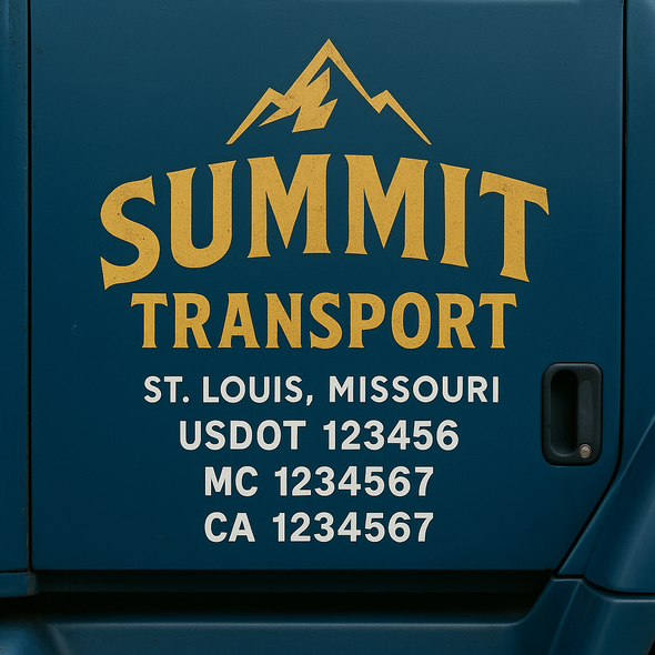 Custom Designed USDOT (DOT) Truck Door Lettering Decal Signs | Graphic Designed USDOT Lettering For Semi-Trucks, Work Trucks & Box Trucks | Add Your Trucking Name, USDOT, MC, CA, KYU, GVW & VIN (2-Pack)