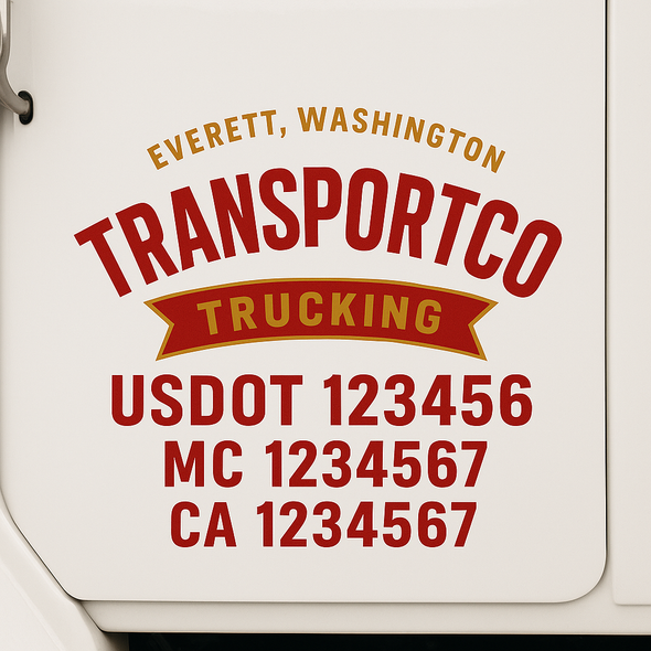 Custom Designed USDOT (DOT) Truck Door Lettering Decal Signs | Graphic Designed USDOT Lettering For Semi-Trucks, Work Trucks & Box Trucks | Add Your Trucking Name, USDOT, MC, CA, KYU, GVW & VIN (2-Pack)