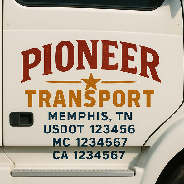 Custom Designed USDOT (DOT) Truck Door Lettering Decal Signs | Graphic Designed USDOT Lettering For Semi-Trucks, Work Trucks & Box Trucks | Add Your Trucking Name, USDOT, MC, CA, KYU, GVW & VIN (2-Pack)