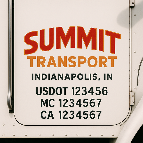 Custom Designed USDOT (DOT) Truck Door Lettering Decal Signs | Graphic Designed USDOT Lettering For Semi-Trucks, Work Trucks & Box Trucks | Add Your Trucking Name, USDOT, MC, CA, KYU, GVW & VIN (2-Pack)