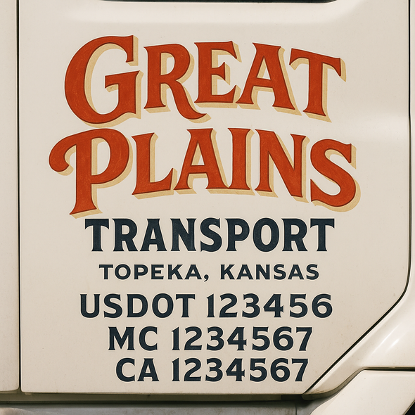 Custom Designed USDOT (DOT) Truck Door Lettering Decal Signs | Graphic Designed USDOT Lettering For Semi-Trucks, Work Trucks & Box Trucks | Add Your Trucking Name, USDOT, MC, CA, KYU, GVW & VIN (2-Pack)
