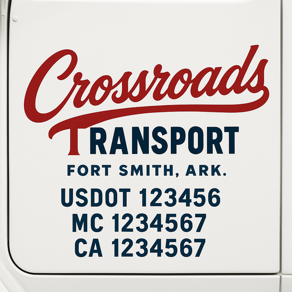 Custom Designed USDOT (DOT) Truck Door Lettering Decal Signs | Graphic Designed USDOT Lettering For Semi-Trucks, Work Trucks & Box Trucks | Add Your Trucking Name, USDOT, MC, CA, KYU, GVW & VIN (2-Pack)