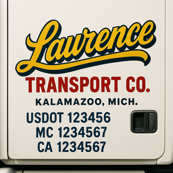 Custom Designed USDOT (DOT) Truck Door Lettering Decal Signs | Graphic Designed USDOT Lettering For Semi-Trucks, Work Trucks & Box Trucks | Add Your Trucking Name, USDOT, MC, CA, KYU, GVW & VIN (2-Pack)