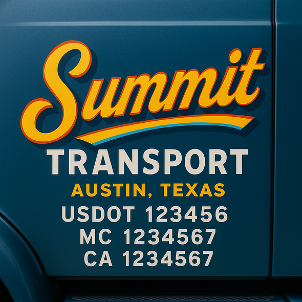 Custom Designed USDOT (DOT) Truck Door Lettering Decal Signs | Graphic Designed USDOT Lettering For Semi-Trucks, Work Trucks & Box Trucks | Add Your Trucking Name, USDOT, MC, CA, KYU, GVW & VIN (2-Pack)