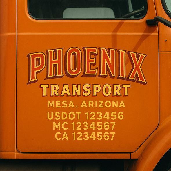 Custom Designed USDOT (DOT) Truck Door Lettering Decal Signs | Graphic Designed USDOT Lettering For Semi-Trucks, Work Trucks & Box Trucks | Add Your Trucking Name, USDOT, MC, CA, KYU, GVW & VIN (2-Pack)
