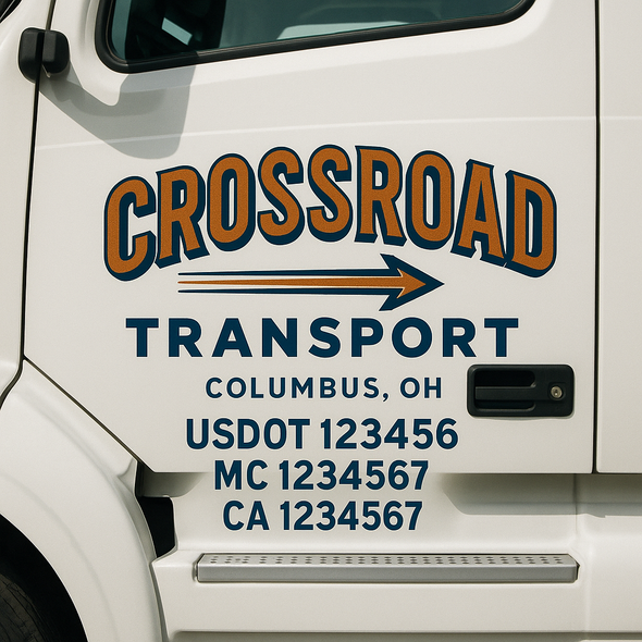 Custom Designed USDOT (DOT) Truck Door Lettering Decal Signs | Graphic Designed USDOT Lettering For Semi-Trucks, Work Trucks & Box Trucks | Add Your Trucking Name, USDOT, MC, CA, KYU, GVW & VIN (2-Pack)