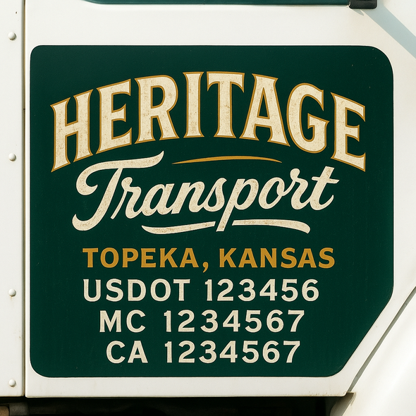 Custom Designed USDOT (DOT) Truck Door Lettering Decal Signs | Graphic Designed USDOT Lettering For Semi-Trucks, Work Trucks & Box Trucks | Add Your Trucking Name, USDOT, MC, CA, KYU, GVW & VIN (2-Pack)