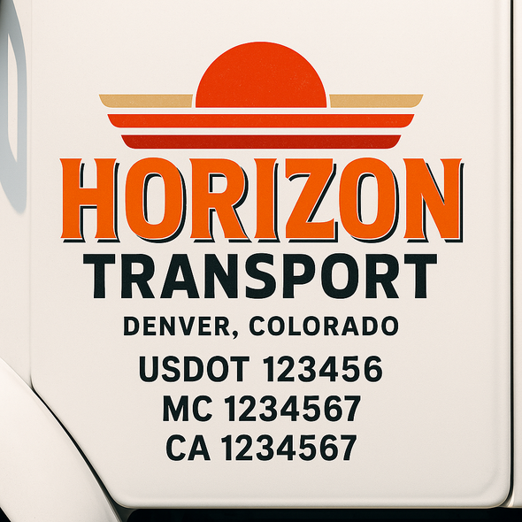 Custom Designed USDOT (DOT) Truck Door Lettering Decal Signs | Graphic Designed USDOT Lettering For Semi-Trucks, Work Trucks & Box Trucks | Add Your Trucking Name, USDOT, MC, CA, KYU, GVW & VIN (2-Pack)