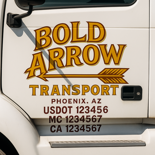 Custom Designed USDOT (DOT) Truck Door Lettering Decal Signs | Graphic Designed USDOT Lettering For Semi-Trucks, Work Trucks & Box Trucks | Add Your Trucking Name, USDOT, MC, CA, KYU, GVW & VIN (2-Pack)