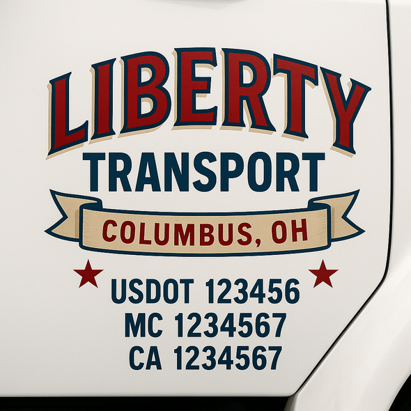 Custom Designed USDOT (DOT) Truck Door Lettering Decal Signs | Graphic Designed USDOT Lettering For Semi-Trucks, Work Trucks & Box Trucks | Add Your Trucking Name, USDOT, MC, CA, KYU, GVW & VIN (2-Pack)