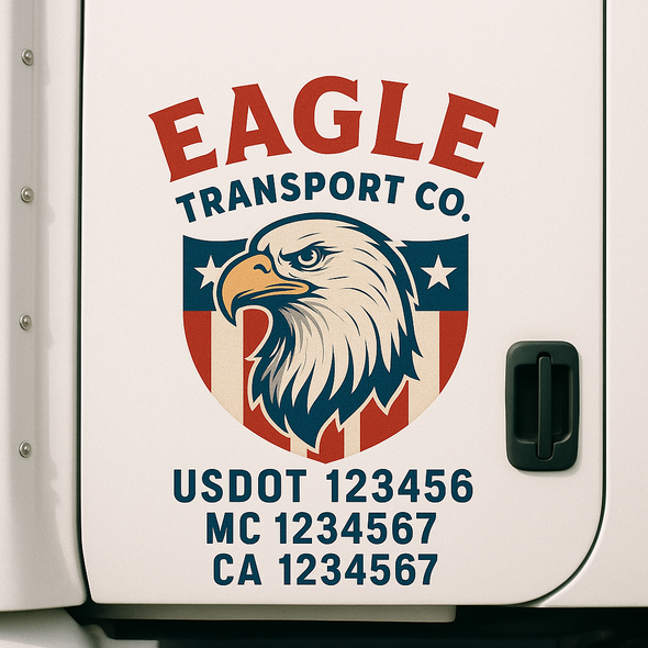 Custom Designed USDOT (DOT) Truck Door Lettering Decal Signs | Graphic Designed USDOT Lettering For Semi-Trucks, Work Trucks & Box Trucks | Add Your Trucking Name, USDOT, MC, CA, KYU, GVW & VIN (2-Pack)