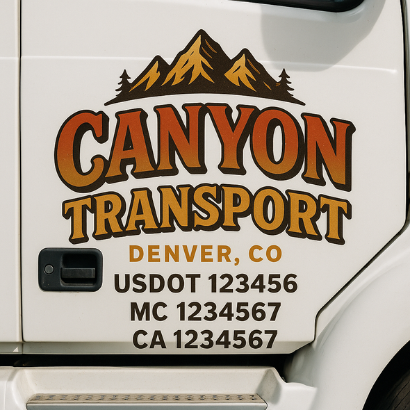 Custom Designed USDOT (DOT) Truck Door Lettering Decal Signs | Graphic Designed USDOT Lettering For Semi-Trucks, Work Trucks & Box Trucks | Add Your Trucking Name, USDOT, MC, CA, KYU, GVW & VIN (2-Pack)