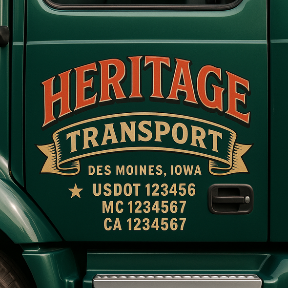 Custom Designed USDOT (DOT) Truck Door Lettering Decal Signs | Graphic Designed USDOT Lettering For Semi-Trucks, Work Trucks & Box Trucks | Add Your Trucking Name, USDOT, MC, CA, KYU, GVW & VIN (2-Pack)