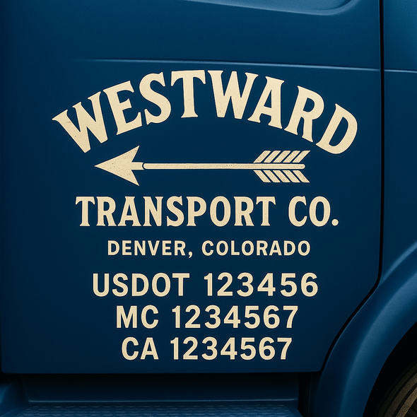 Custom Designed USDOT (DOT) Truck Door Lettering Decal Signs | Graphic Designed USDOT Lettering For Semi-Trucks, Work Trucks & Box Trucks | Add Your Trucking Name, USDOT, MC, CA, KYU, GVW & VIN (2-Pack)