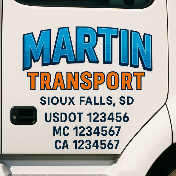 Custom Designed USDOT (DOT) Truck Door Lettering Decal Signs | Graphic Designed USDOT Lettering For Semi-Trucks, Work Trucks & Box Trucks | Add Your Trucking Name, USDOT, MC, CA, KYU, GVW & VIN (2-Pack)