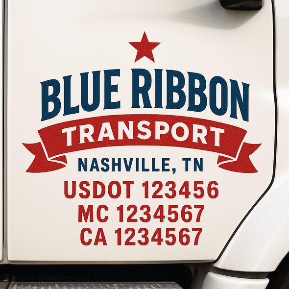 Custom Designed USDOT (DOT) Truck Door Lettering Decal Signs | Graphic Designed USDOT Lettering For Semi-Trucks, Work Trucks & Box Trucks | Add Your Trucking Name, USDOT, MC, CA, KYU, GVW & VIN (2-Pack)