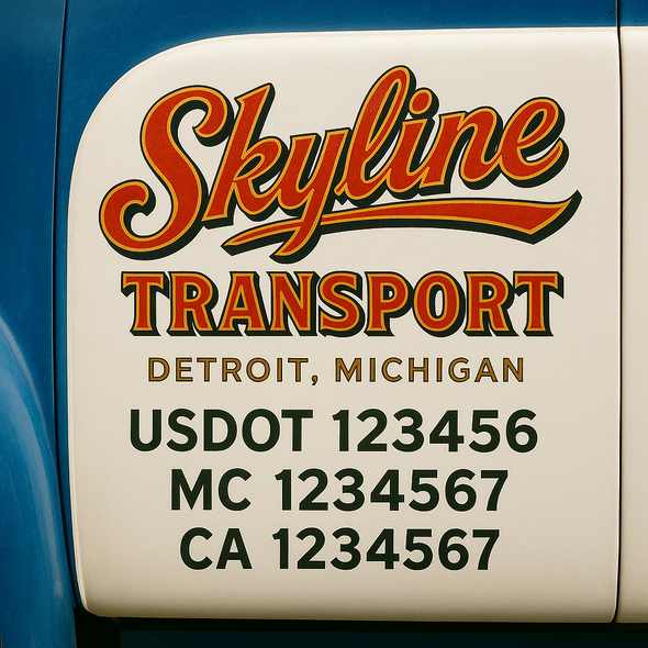 Custom Designed USDOT (DOT) Truck Door Lettering Decal Signs | Graphic Designed USDOT Lettering For Semi-Trucks, Work Trucks & Box Trucks | Add Your Trucking Name, USDOT, MC, CA, KYU, GVW & VIN (2-Pack)