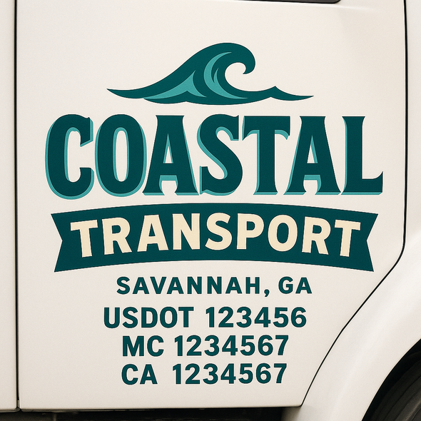 Custom Designed USDOT (DOT) Truck Door Lettering Decal Signs | Graphic Designed USDOT Lettering For Semi-Trucks, Work Trucks & Box Trucks | Add Your Trucking Name, USDOT, MC, CA, KYU, GVW & VIN (2-Pack)