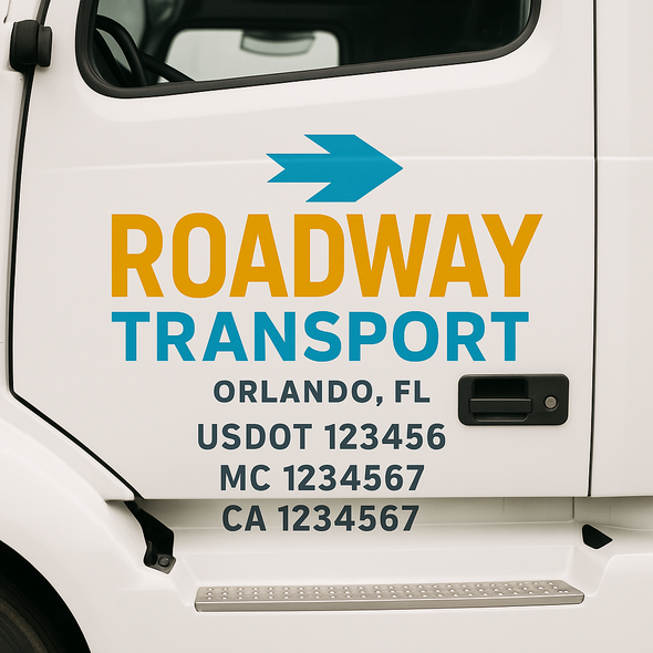 Custom Designed USDOT (DOT) Truck Door Lettering Decal Signs | Graphic Designed USDOT Lettering For Semi-Trucks, Work Trucks & Box Trucks | Add Your Trucking Name, USDOT, MC, CA, KYU, GVW & VIN (2-Pack)