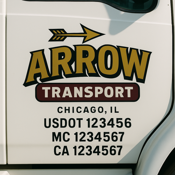 Custom Designed USDOT (DOT) Truck Door Lettering Decal Signs | Graphic Designed USDOT Lettering For Semi-Trucks, Work Trucks & Box Trucks | Add Your Trucking Name, USDOT, MC, CA, KYU, GVW & VIN (2-Pack)