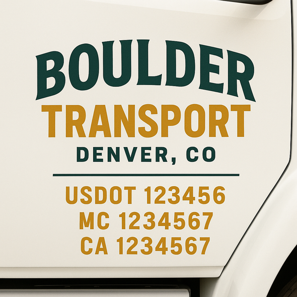 Custom Designed USDOT (DOT) Truck Door Lettering Decal Signs | Graphic Designed USDOT Lettering For Semi-Trucks, Work Trucks & Box Trucks | Add Your Trucking Name, USDOT, MC, CA, KYU, GVW & VIN (2-Pack)
